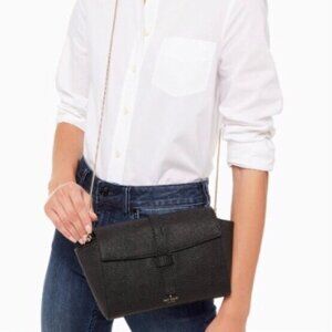 Kate Spade Black Crossbody Emmie Riverside Street Embossed Leather Chain Strap
